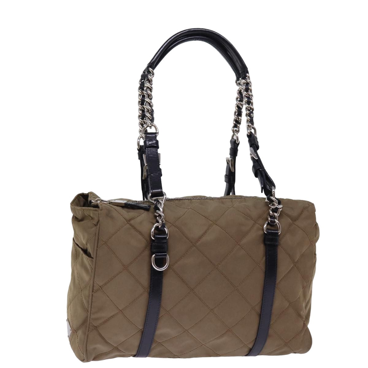 PRD Chain Shoulder Bag Nylon Brown Auth ep