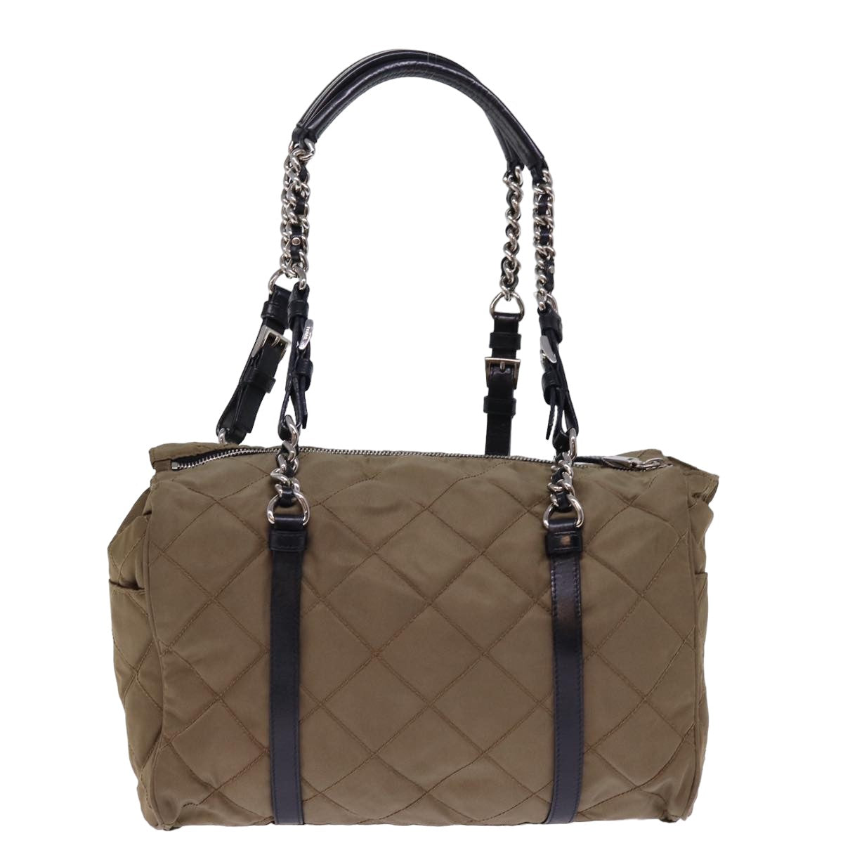 PRD Chain Shoulder Bag Nylon Brown Auth ep