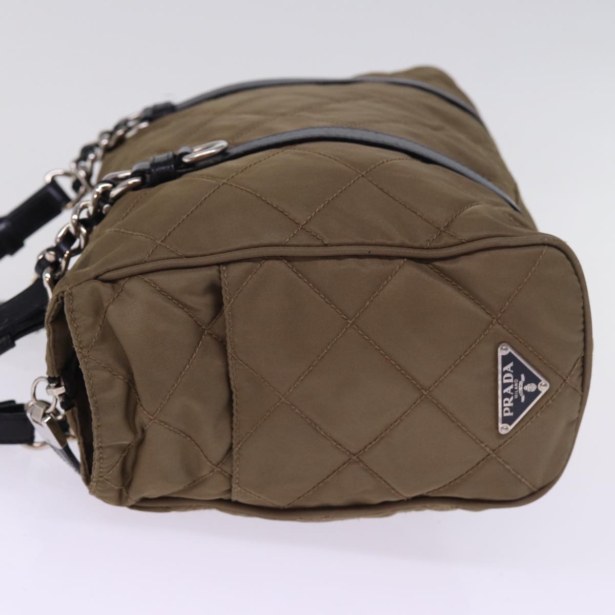 PRD Chain Shoulder Bag Nylon Brown Auth ep