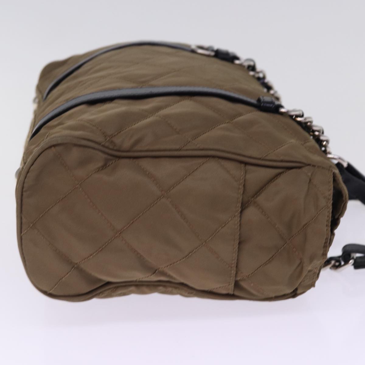 PRD Chain Shoulder Bag Nylon Brown Auth ep