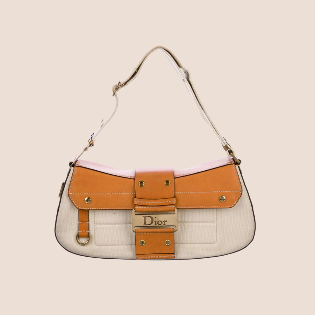 CHRISTIAN DOR BROWN &amp; CREAM STREET CHIC COLUMBUS BAG