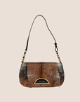 CHRISTIAN DOR BLACK & BROWN COW PRINT MALICE SHOULDER BAG