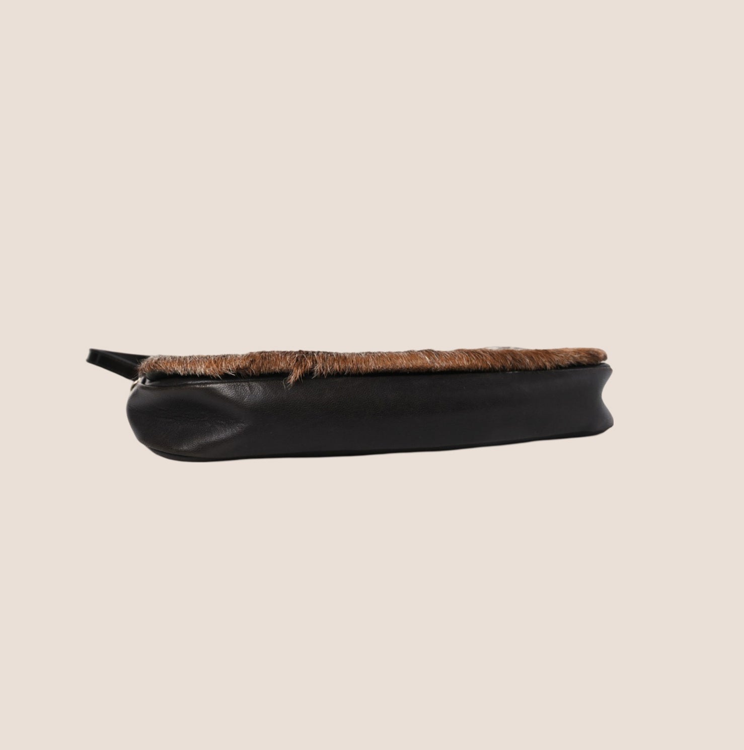 CHRISTIAN DOR BLACK &amp; BROWN COW PRINT MALICE SHOULDER BAG