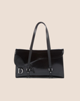 CHRISTIAN DOR PATENT LEATHER BLACK FLAP SADDLE BAG