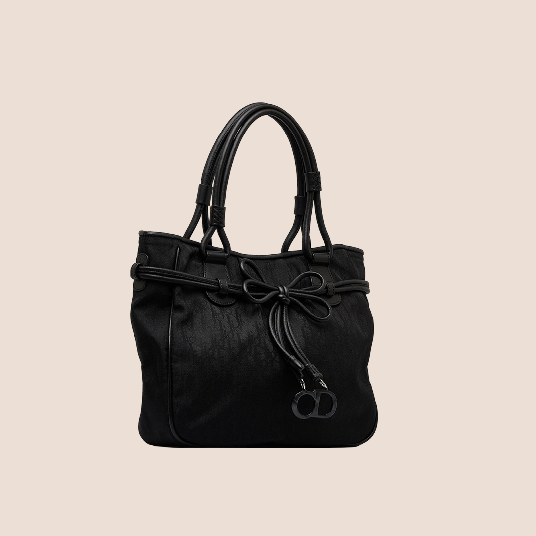 CHRISTIAN DOR BLACK DORISSIMO CANVAS BOW SATCHEL