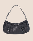 CHRISTIAN DOR BLACK LEATHER CROISSANT SHOULDER BAG