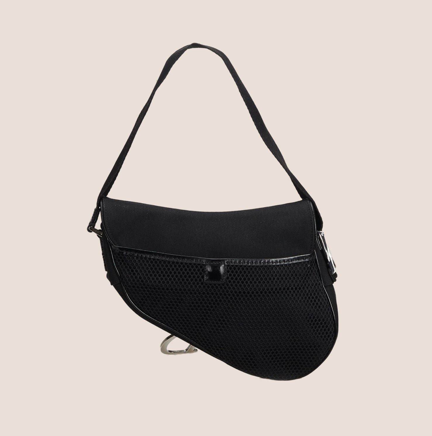 CHRISTIAN DOR BLACK MESH SADDLE BAG
