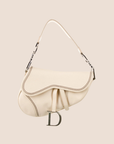 CHRISTIAN DOR CREAM LEATHER SADDLE BAG