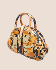 CHRISTIAN DOR ORANGE PRINTED DOUBLE SADDLE BOWLER BAG