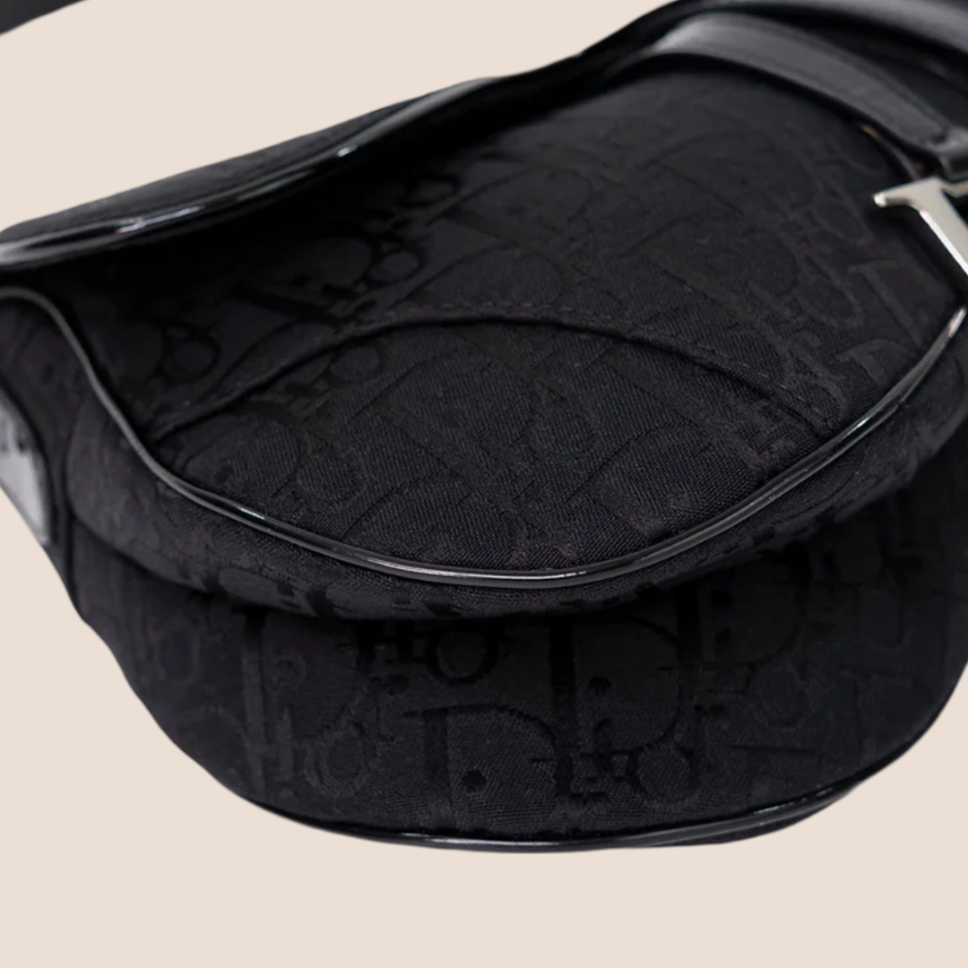 CHRISTIAN DOR BLACK TROTTER CANVAS SADDLE BAG