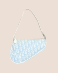 CHRISTIAN DOR BABY BLUE OBLIQUE CANVAS SADDLE BAG