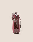 CHRISTIAN DOR BURGUNDY SATIN & PATENT LEATHER MINI STREET CHIC HOBO BAG