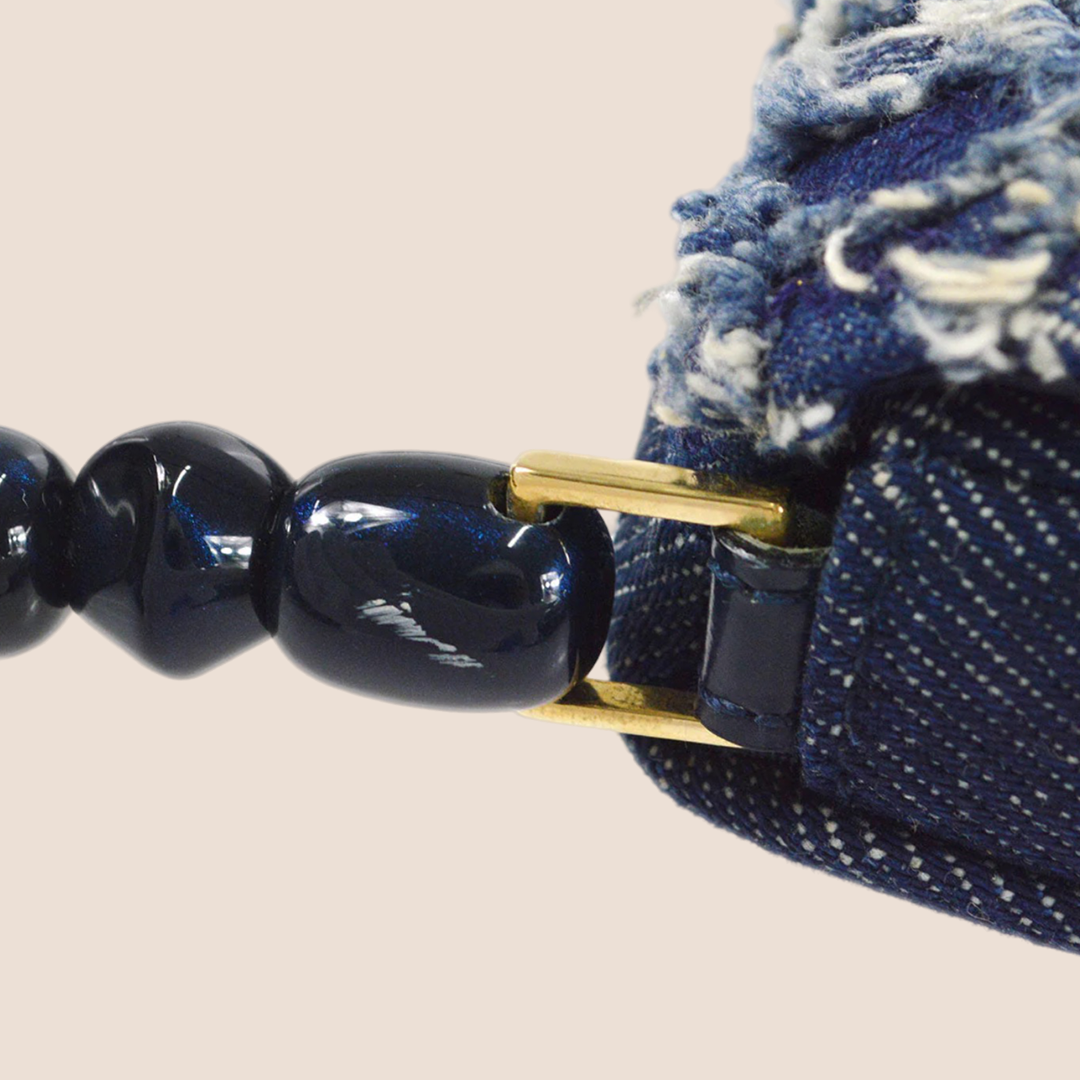 CHRISTIAN DOR BLUE TEXTURED DENIM MALICE BAG