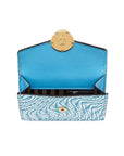 FNDI F is FNDI Cyber Blue Leather Vertigo Print Small Trifold Wallet