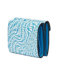 FNDI F is FNDI Cyber Blue Leather Vertigo Print Small Trifold Wallet