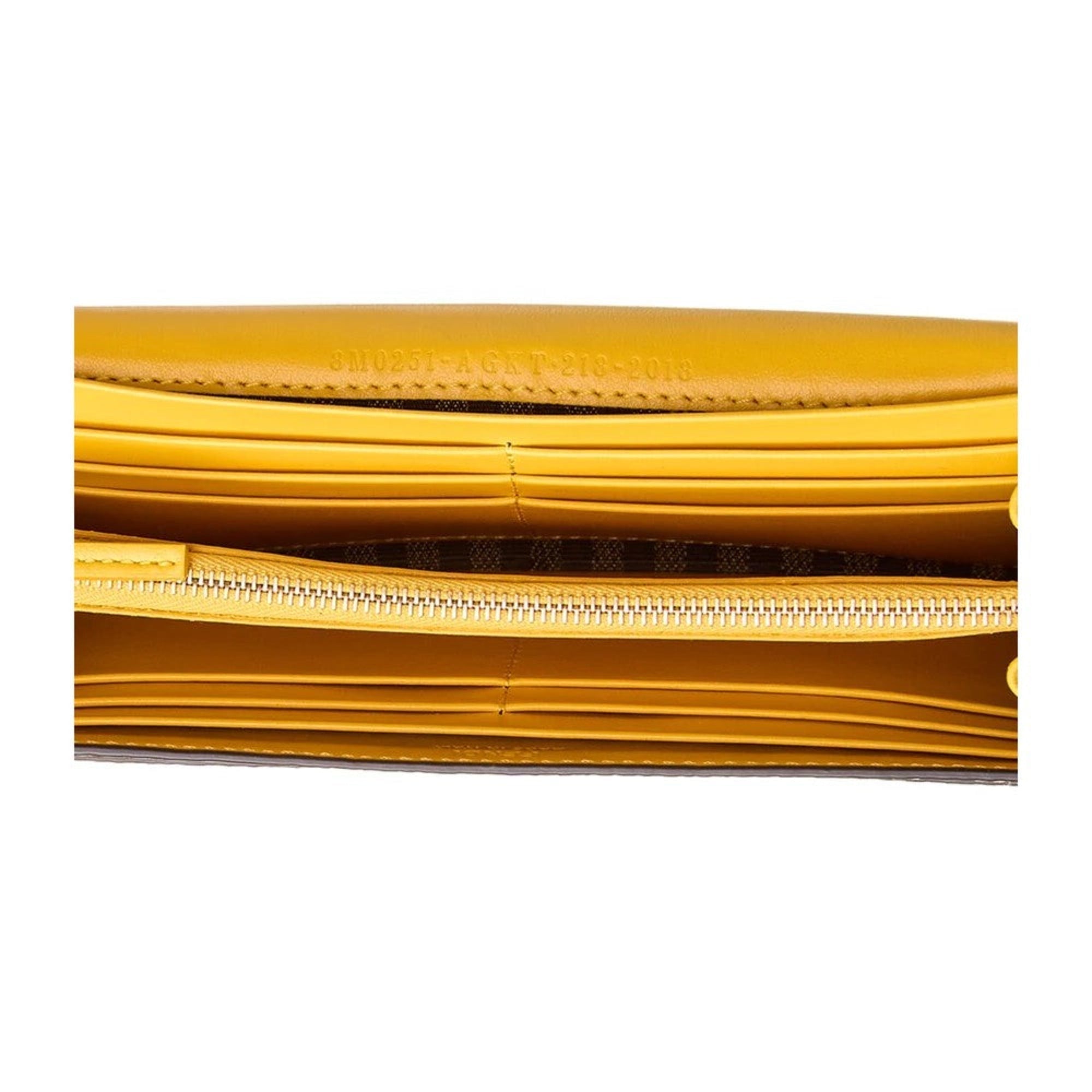 FNDI F is FNDI Yellow Leather Vertigo Print Long Wallet