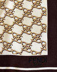 FNDI FF Karligraphy Print Brown and Ivory Silk Scarf 33 cm
