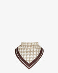 FNDI FF Karligraphy Print Brown and Ivory Silk Scarf 33 cm
