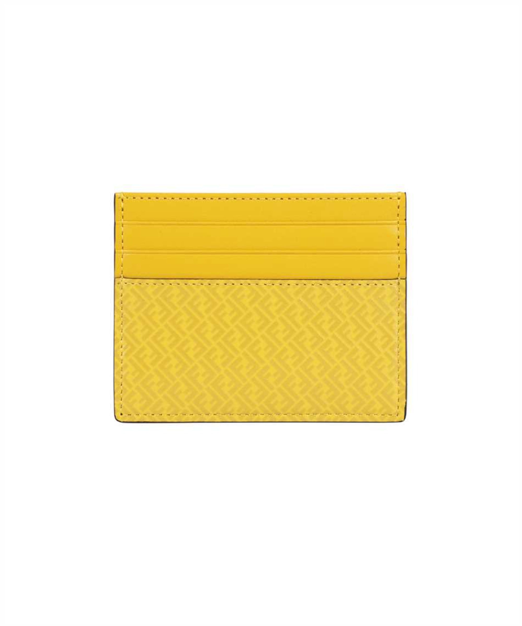 FNDI FF Logo Print Sunflower Yellow Leather Card Case 7M0164