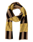 FNDI FF Print Striped Brown and Yellow Knitted Wool Scarf