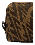 FNDI FF Vertigo Brown Coated Canvas Small Beauty Pouch