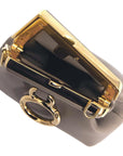 FNDI First Tortora Gray Leather Nano Micro Charm Pouch Bag