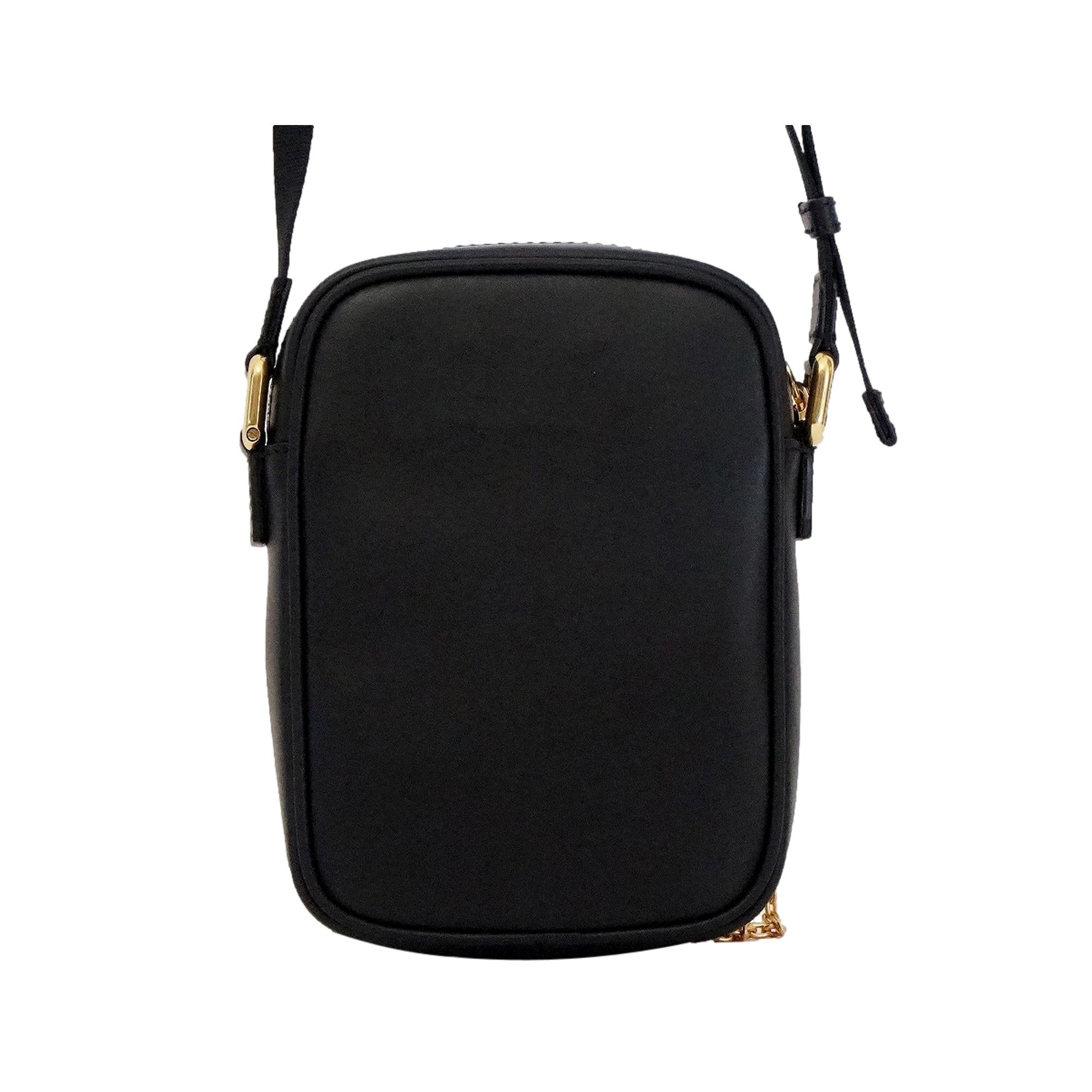 FNDI Karligraphy Studded Black Leather Small Crossbody Bag
