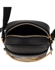 FNDI Karligraphy Studded Black Leather Small Crossbody Bag