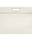 FNDI Logo 2-Way Smooth Ivory Leather Tote Bag