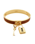 FNDI Master Key Brandy Leather Gold Medium Bracelet