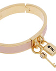 FNDI Master Key Light Rose Leather Gold Medium Bracelet