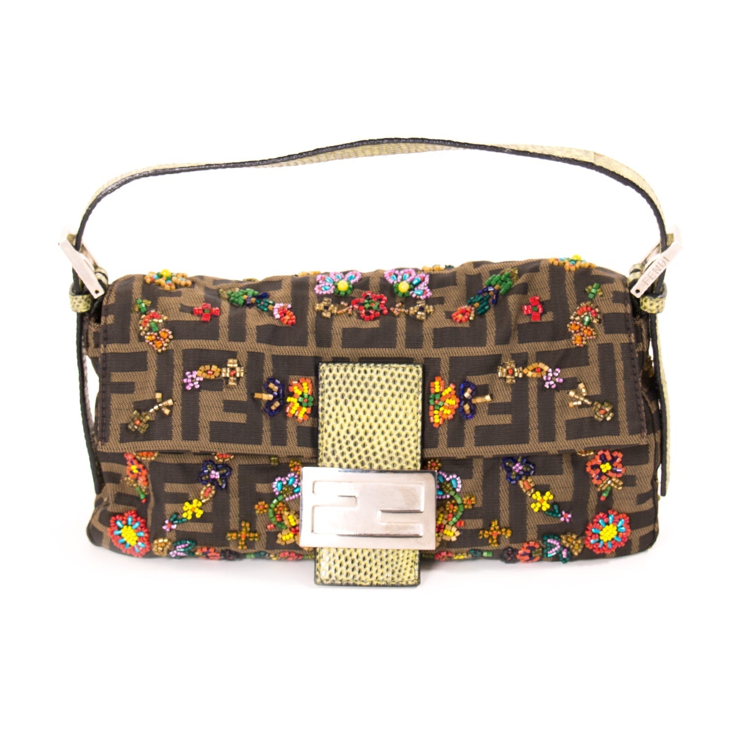 FNDI Floral Beaded Zucca Mini Baguette