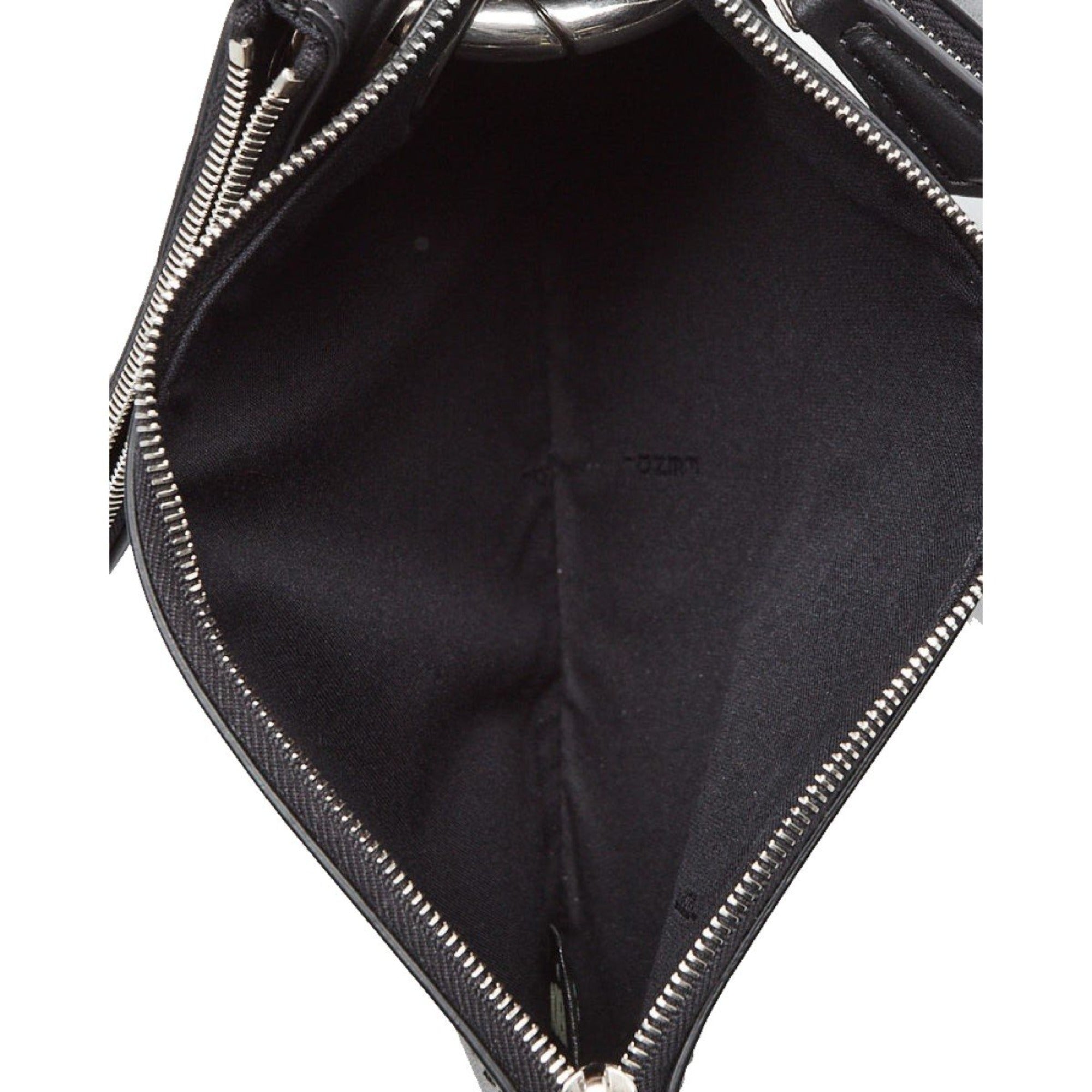 FNDI Black Leather Pearl Studded Triplette Multi Clutch Handbag