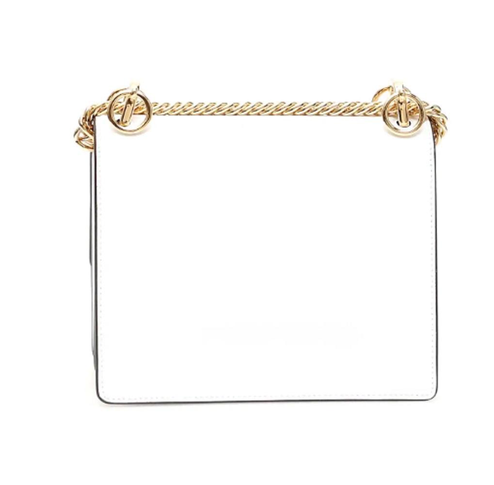 FNDI Kan I White Multi Color Flowers Leather Chain Bag