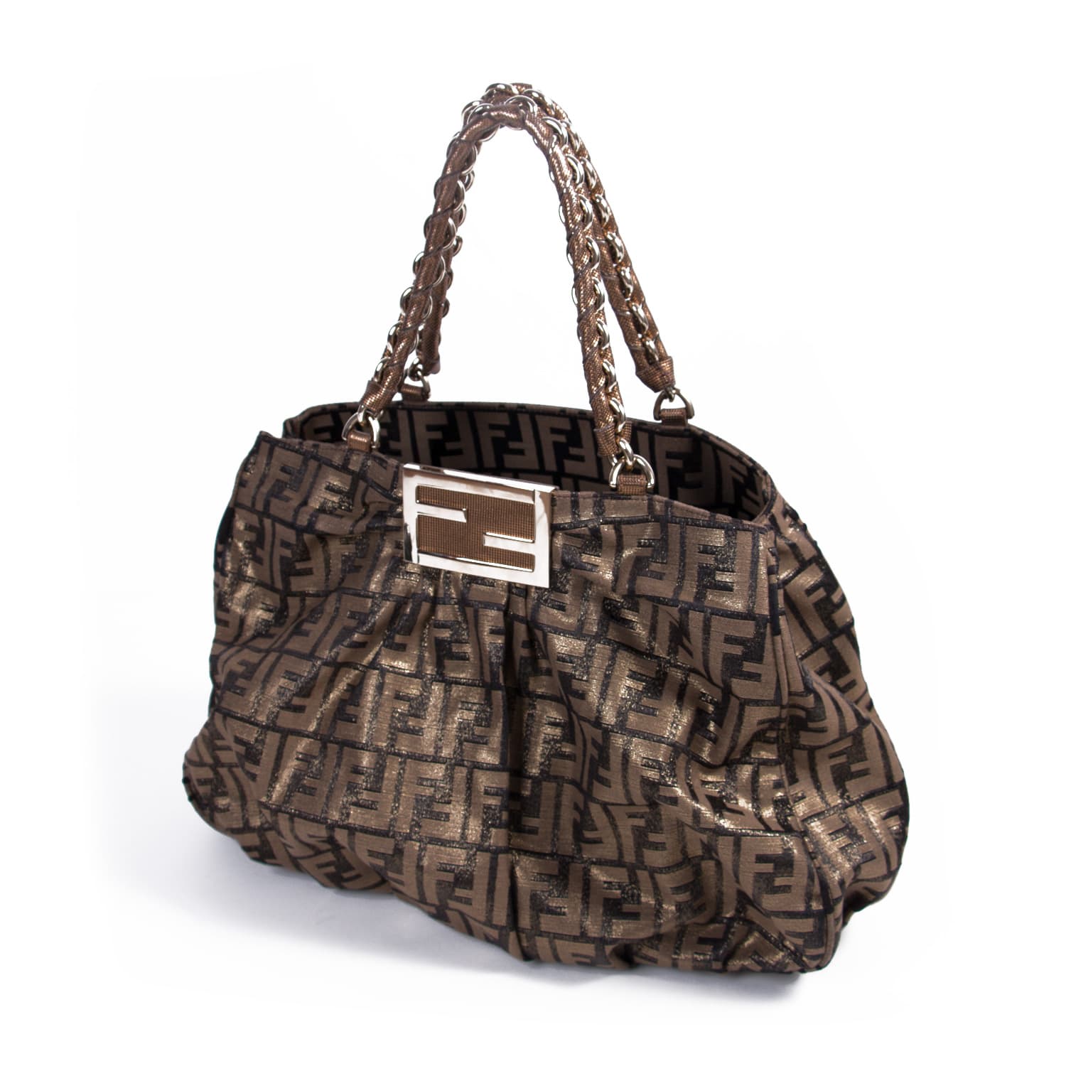 FNDI Mia Large Zucca Metallic Canvas Bag