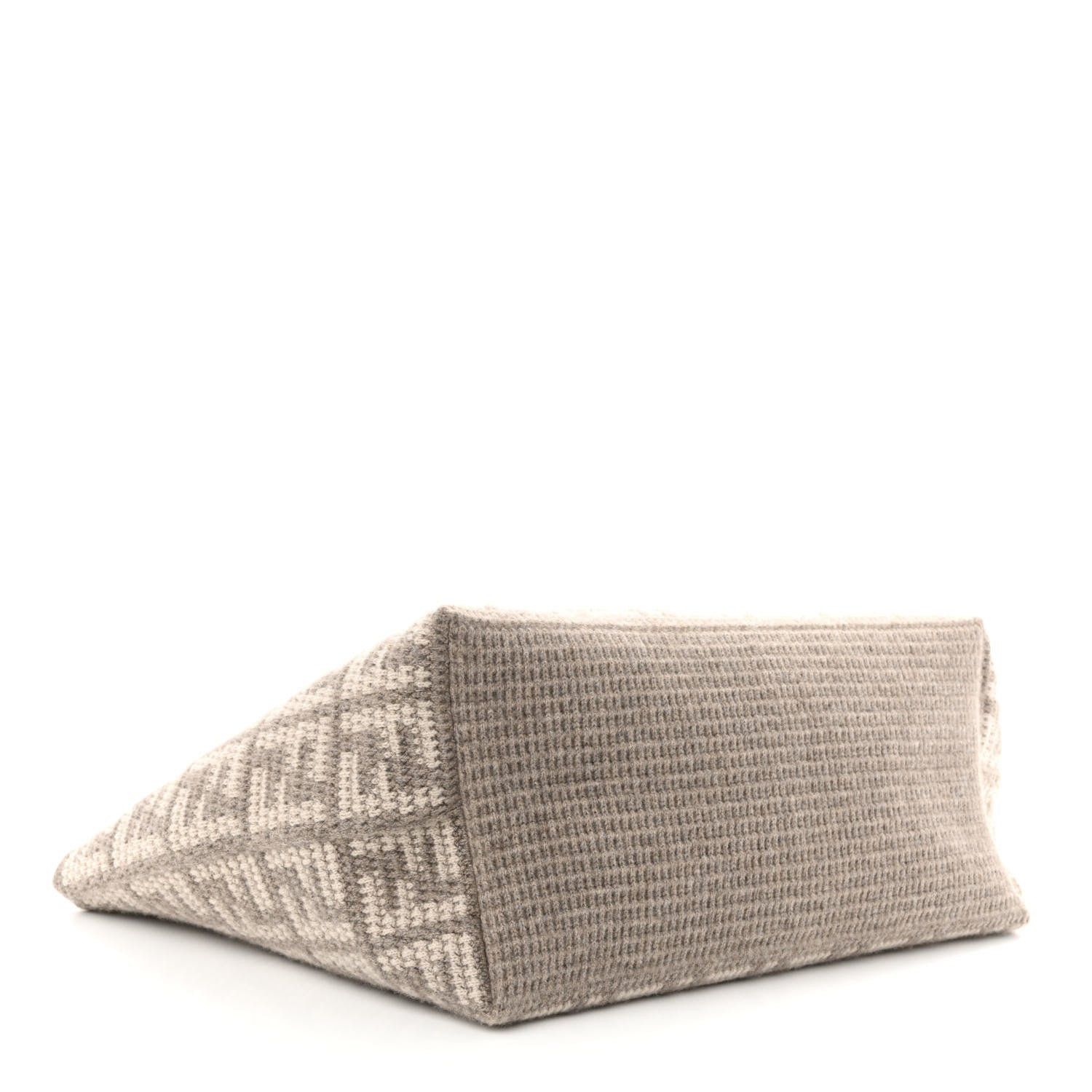 FNDI FF Tortora Gray Knitted Cashmere Wool Large Shopper Tote Bag