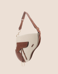 CHRISTIAN DOR NATURAL BEIGE & BROWN SADDLE BAG