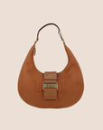 CHRISTIAN DOR BROWN LEATHER STREET CHIC HALF MOON HOBO BAG
