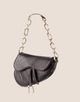 CHRISTIAN DOR BROWN OSTRICH LEATHER CHAIN SADDLE BAG