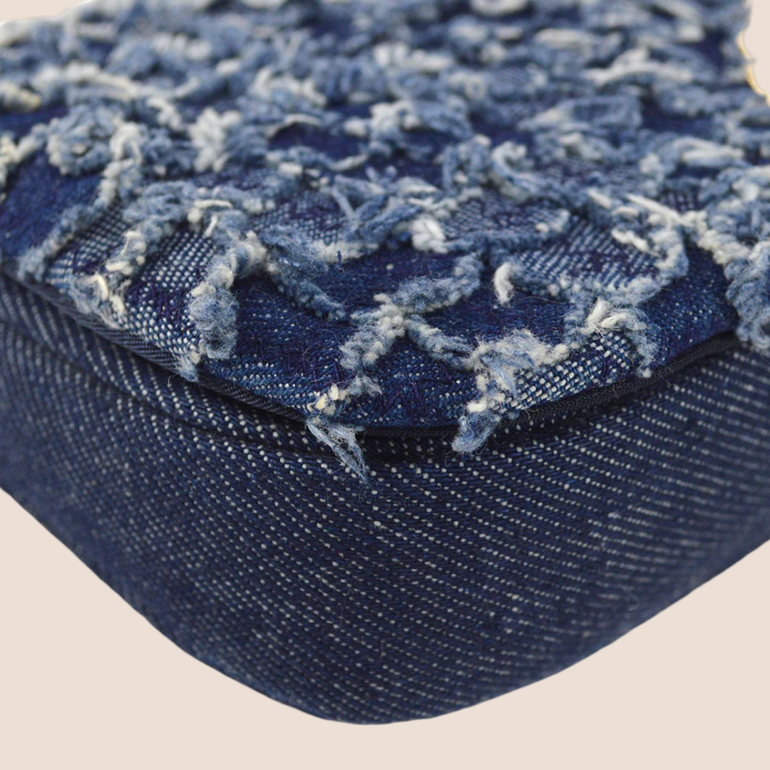 CHRISTIAN DOR BLUE TEXTURED DENIM MALICE BAG