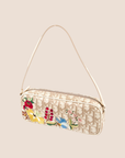CHRISTIAN DOR BEIGE TROTTER FLORAL EMBROIDERED MINI SHOULDER BAG