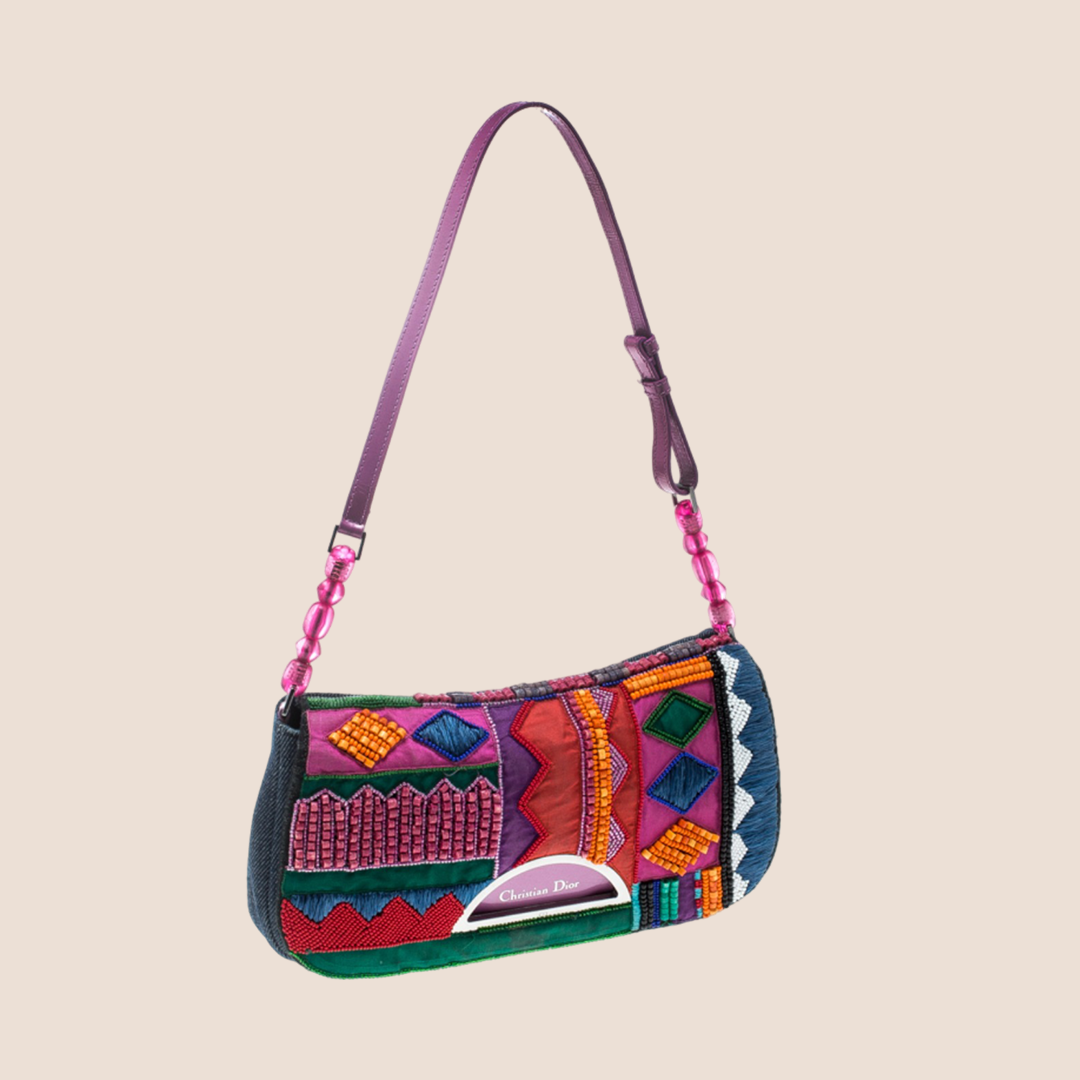 CHRISTIAN DOR BEADED MULTICOLOUR MALICE SHOULDER BAG