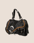 CHRISTIAN DOR BLACK LEATHER GAUCHO SADDLE HANDBAG