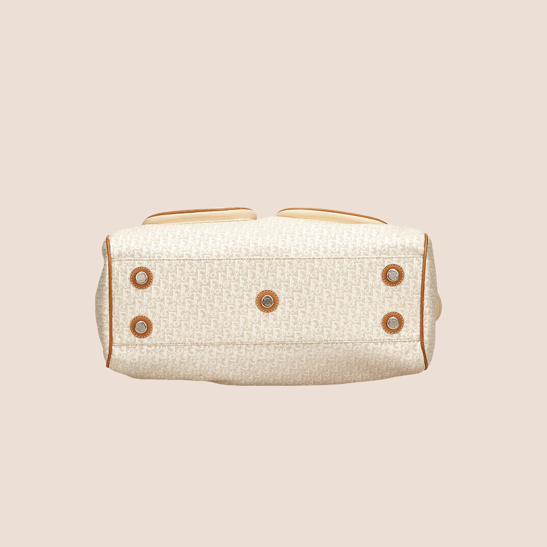 CHRISTIAN DOR BICOLOR DORISSIMO CANVAS SATCHEL BAG
