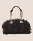 CHRISTIAN DOR PYTHON TRIMMED BLACK SUEDE GAMBLER DICE BOWLER BAG