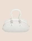 CHRISTIAN DOR WHITE OBLIQUE CANVAS & LEATHER DETECTIVE BAG