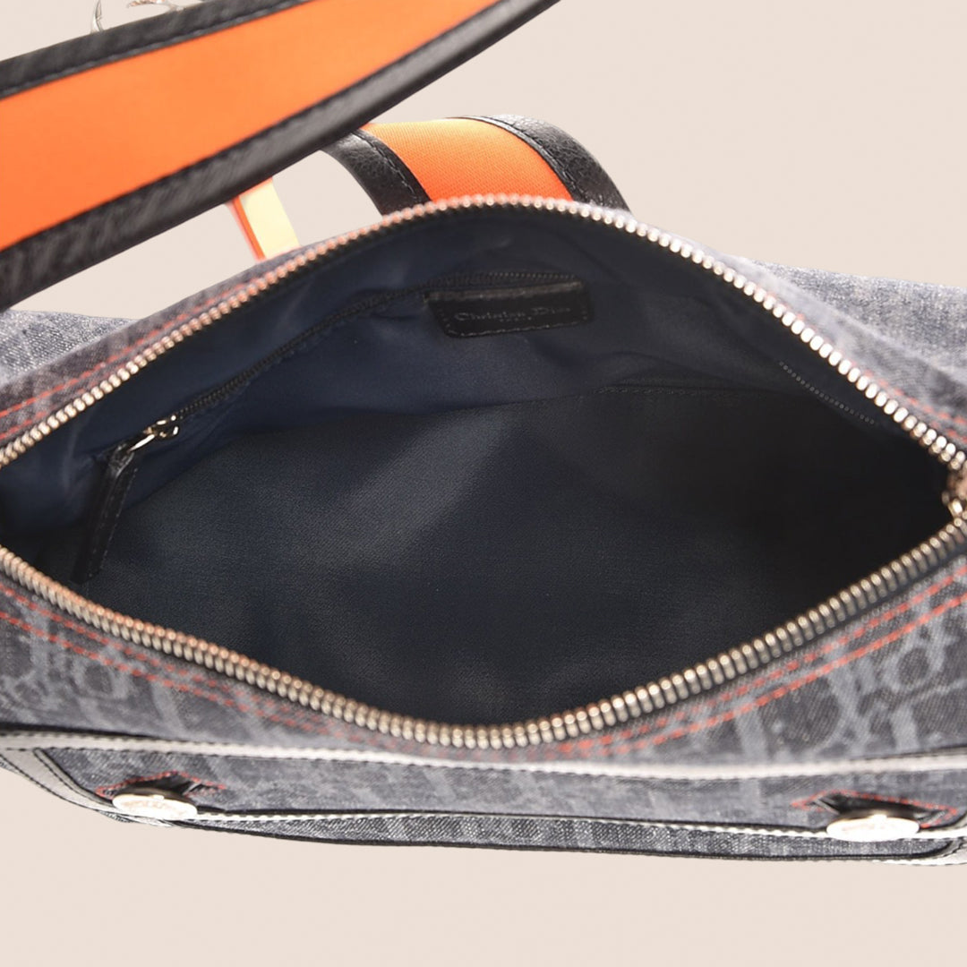 CHRISTIAN DOR DENIM OBLIQUE FLIGHT BAG