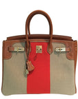 HRMS Birkin 35 Flag Bag Tan Orange Toile Limited Edition