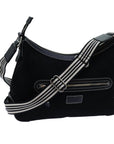 BBERRY Blue Label Shoulder Bag Canvas Black Auth hk