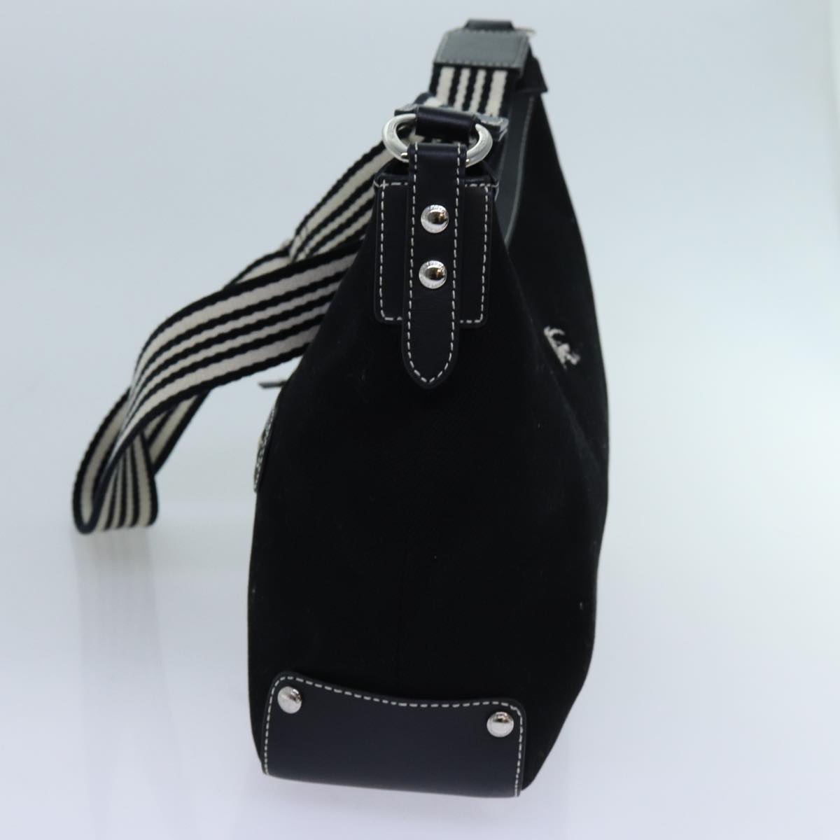 BBERRY Blue Label Shoulder Bag Canvas Black Auth hk